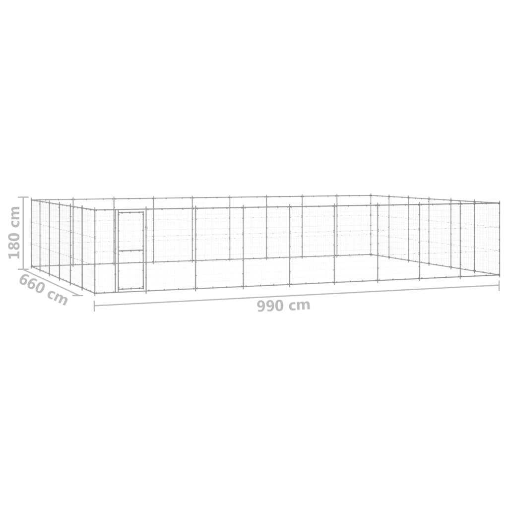 vidaXL Κλουβί Σκύλου Εξωτερικού Χώρου 65,34 μ² από Γαλβανισμένο Χάλυβα