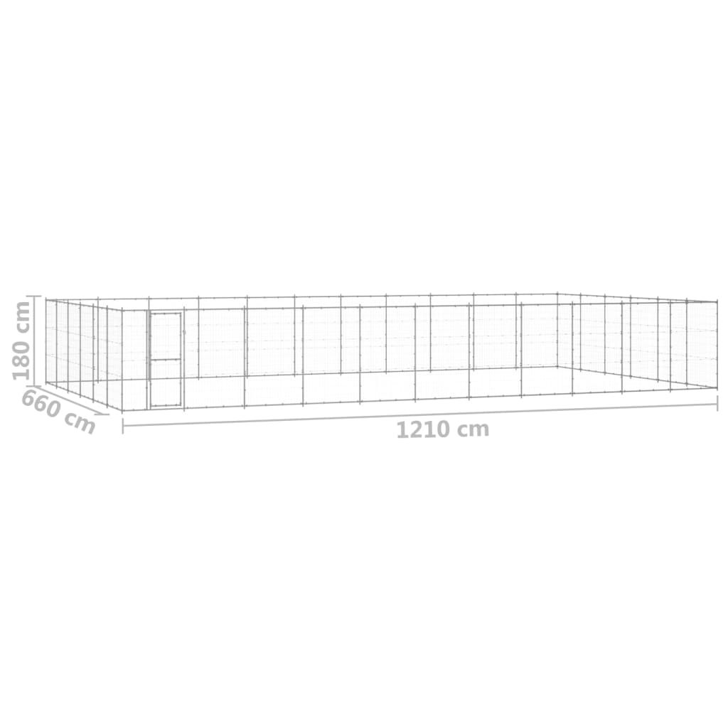 vidaXL Κλουβί Σκύλου Εξωτερικού Χώρου 79,86 μ² από Γαλβανισμένο Χάλυβα