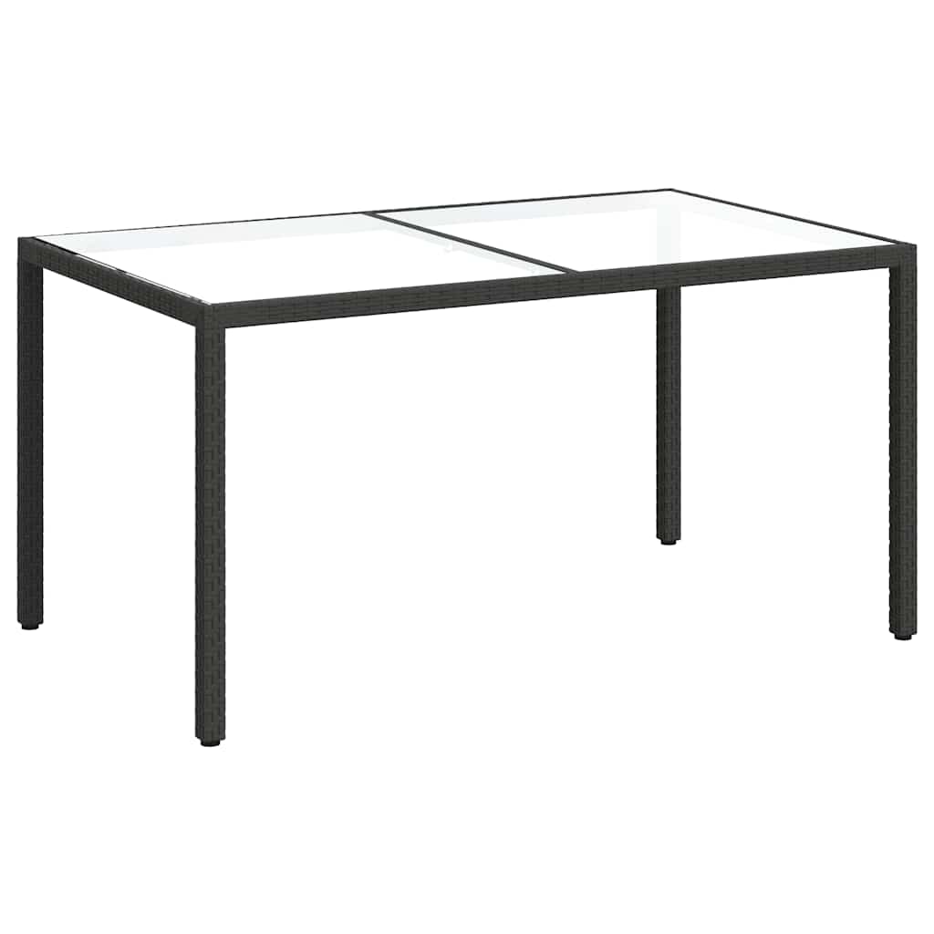 vidaXL Τραπέζι Κήπου Μαύρο 150x90x75 εκ. Συνθετικό Ρατάν/Ψημένο Γυαλί