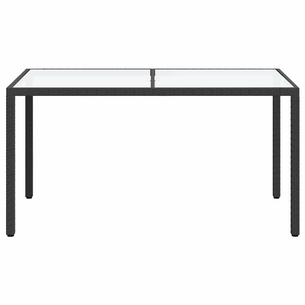 vidaXL Τραπέζι Κήπου Μαύρο 150x90x75 εκ. Συνθετικό Ρατάν/Ψημένο Γυαλί
