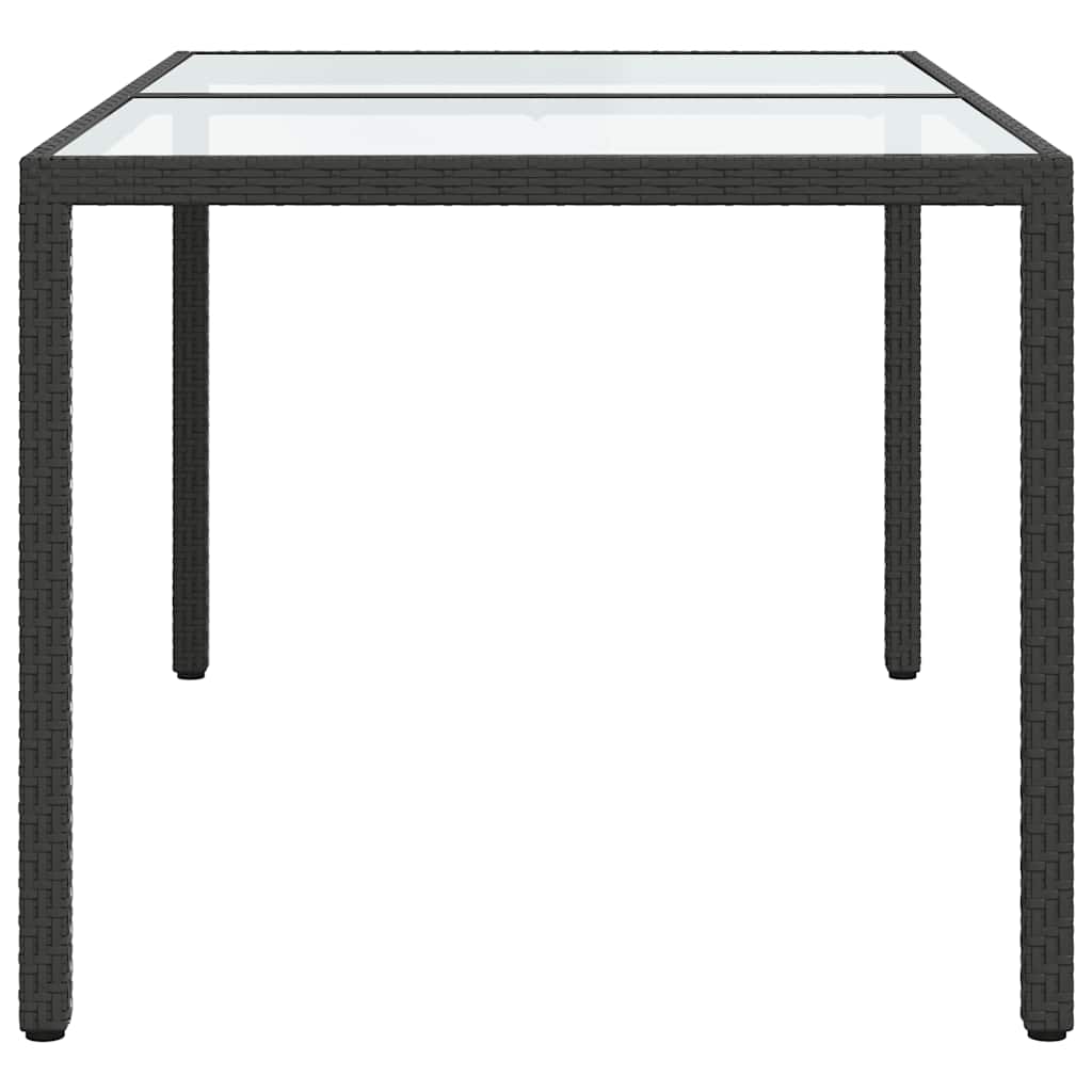 vidaXL Τραπέζι Κήπου Μαύρο 150x90x75 εκ. Συνθετικό Ρατάν/Ψημένο Γυαλί