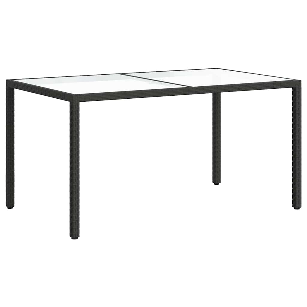 vidaXL Τραπέζι Κήπου Μαύρο 150x90x75 εκ. Συνθετικό Ρατάν/Ψημένο Γυαλί