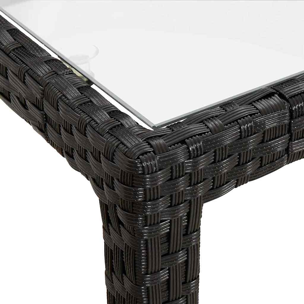 vidaXL Τραπέζι Κήπου Μαύρο 150x90x75 εκ. Συνθετικό Ρατάν/Ψημένο Γυαλί