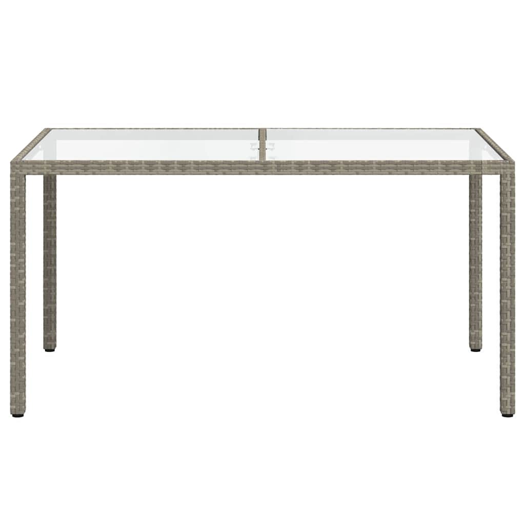 vidaXL Τραπέζι Κήπου Γκρι 150x90x75 εκ. Συνθετικό Ρατάν/Ψημένο Γυαλί