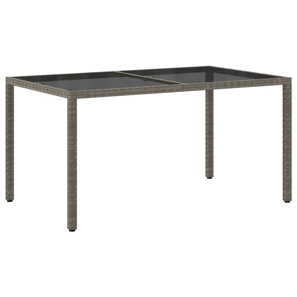 vidaXL Τραπέζι Κήπου Γκρι 150x90x75 εκ. Συνθετικό Ρατάν/Ψημένο Γυαλί