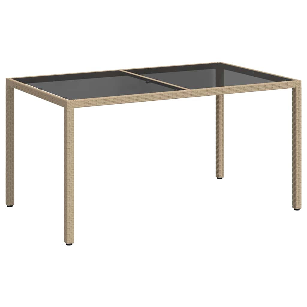 vidaXL Τραπέζι Κήπου Μπεζ 150x90x75 εκ. Συνθετικό Ρατάν/Ψημένο Γυαλί