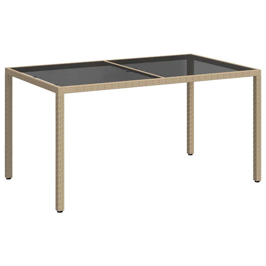 vidaXL Τραπέζι Κήπου Μπεζ 150x90x75 εκ. Συνθετικό Ρατάν/Ψημένο Γυαλί
