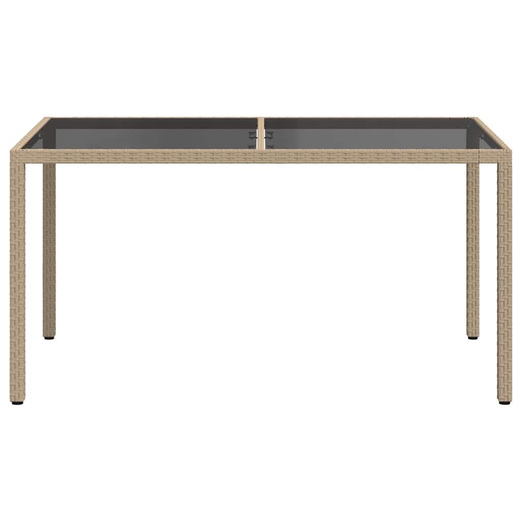 vidaXL Τραπέζι Κήπου Μπεζ 150x90x75 εκ. Συνθετικό Ρατάν/Ψημένο Γυαλί