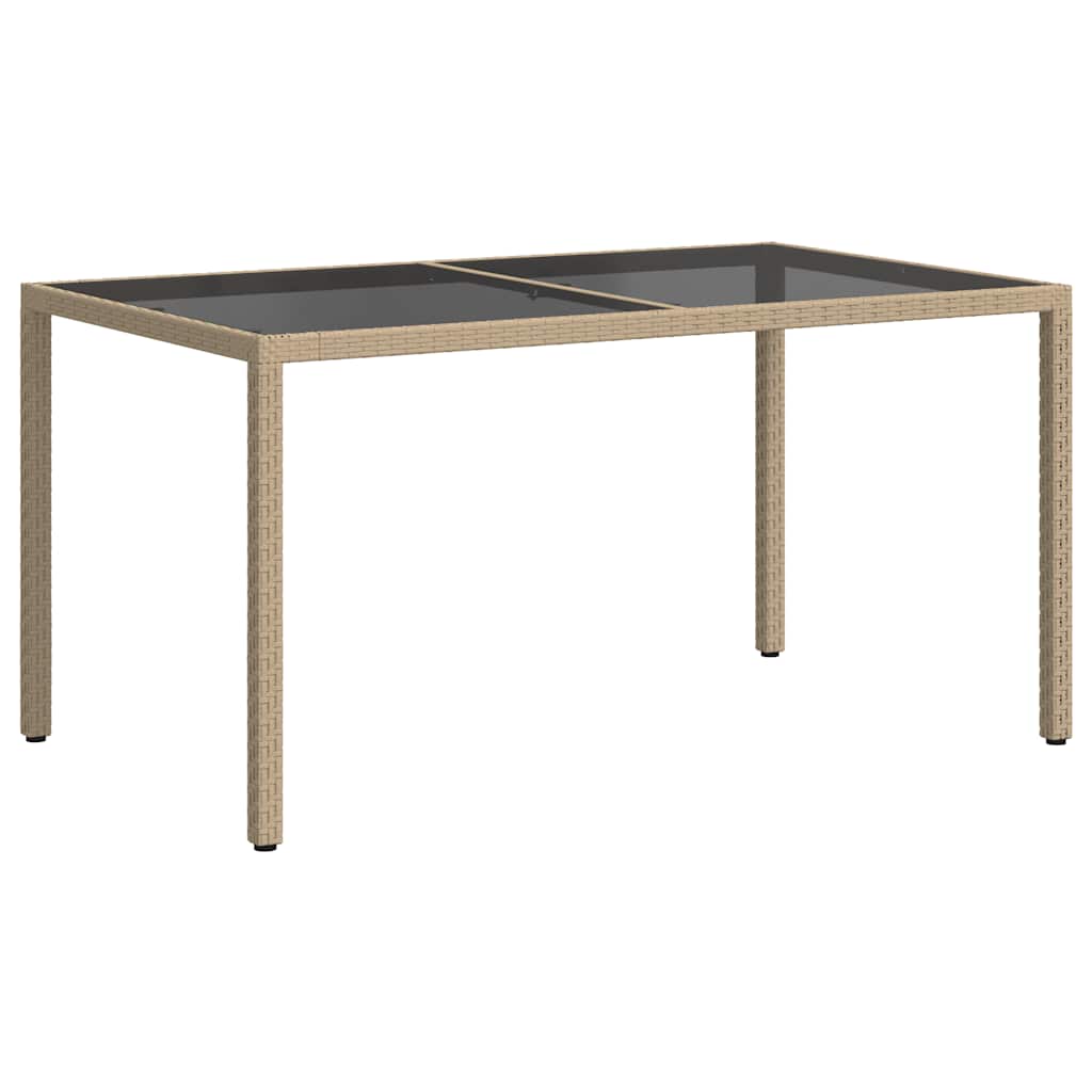 vidaXL Τραπέζι Κήπου Μπεζ 150x90x75 εκ. Συνθετικό Ρατάν/Ψημένο Γυαλί