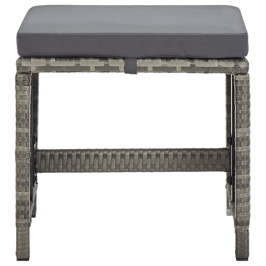 vidaXL Σκαμπό Κήπου 4 τεμ. Γκρι από Συνθετικό Ρατάν με Μαξιλάρια