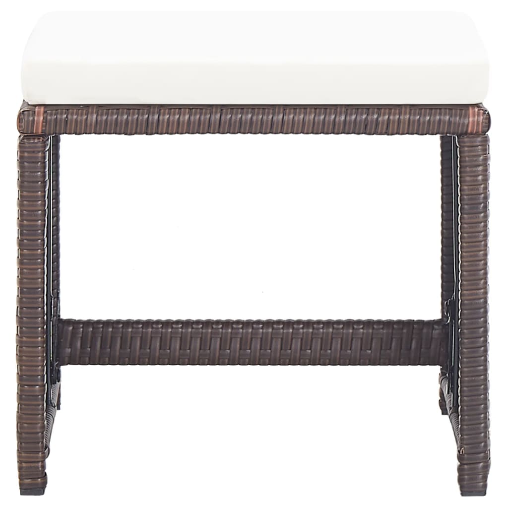 vidaXL Σκαμπό Κήπου 4 τεμ. Καφέ από Συνθετικό Ρατάν με Μαξιλάρια