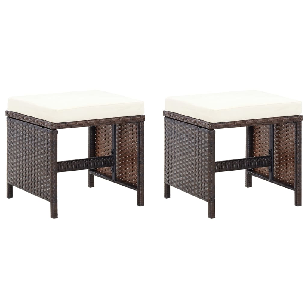 vidaXL Καρέκλα και Σκαμπό Κήπου Σετ 4 Τεμαχίων Καφέ Συνθετικό Ρατάν