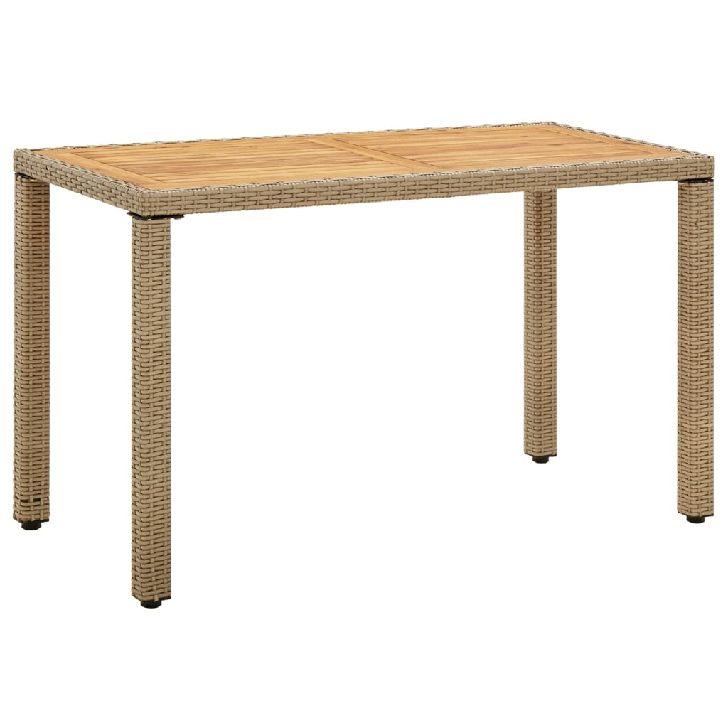 vidaXL Τραπέζι Κήπου Μπεζ 123x60x74 εκ. Συνθετικό Ρατάν/Μασίφ Ακακία