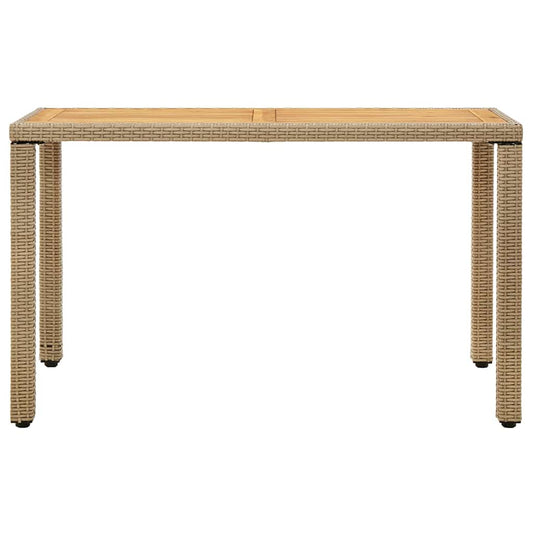 vidaXL Τραπέζι Κήπου Μπεζ 123x60x74 εκ. Συνθετικό Ρατάν/Μασίφ Ακακία
