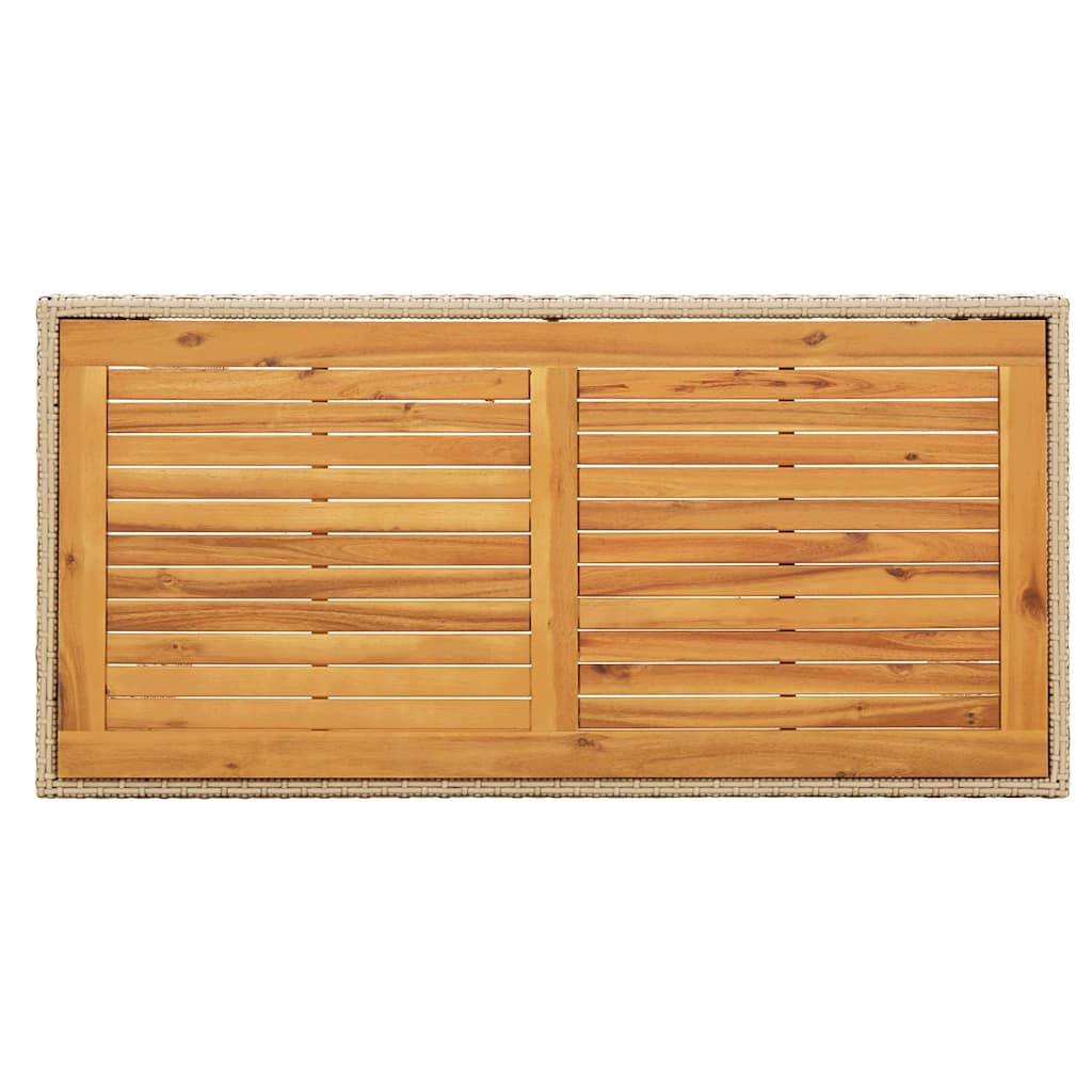 vidaXL Τραπέζι Κήπου Μπεζ 123x60x74 εκ. Συνθετικό Ρατάν/Μασίφ Ακακία