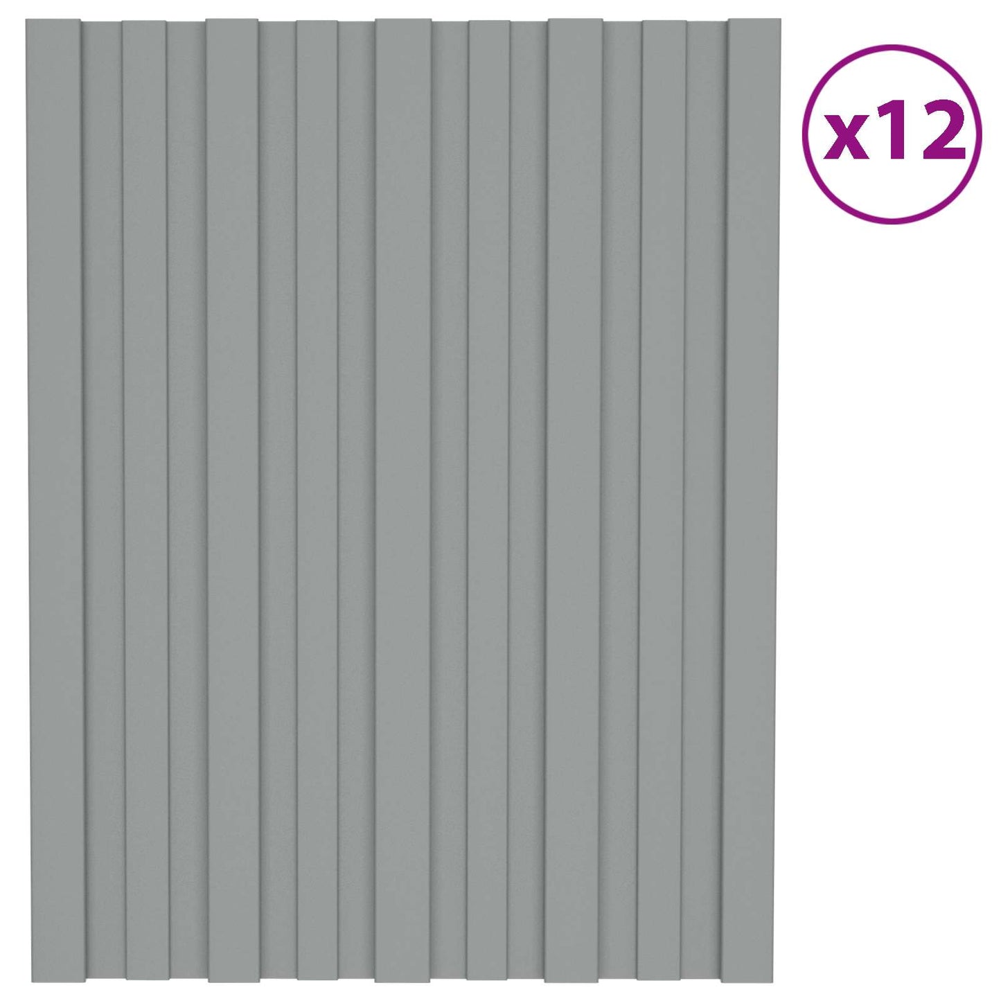 vidaXL Πάνελ οροφής 12 pcs Γκρι 60 x 45 cm Γαλβανισμένος χάλυβας