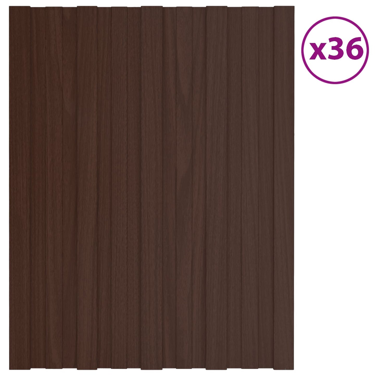 vidaXL Πάνελ οροφής 36 pcs Καφέ 60 x 45 cm Γαλβανισμένος χάλυβας