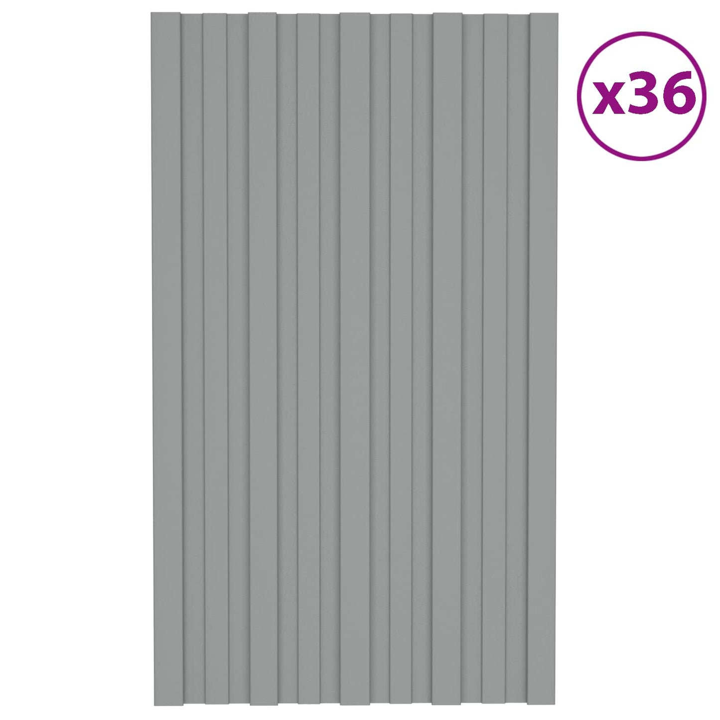 vidaXL Πάνελ οροφής 36 pcs Γκρι 80 x 45 cm Γαλβανισμένος χάλυβας