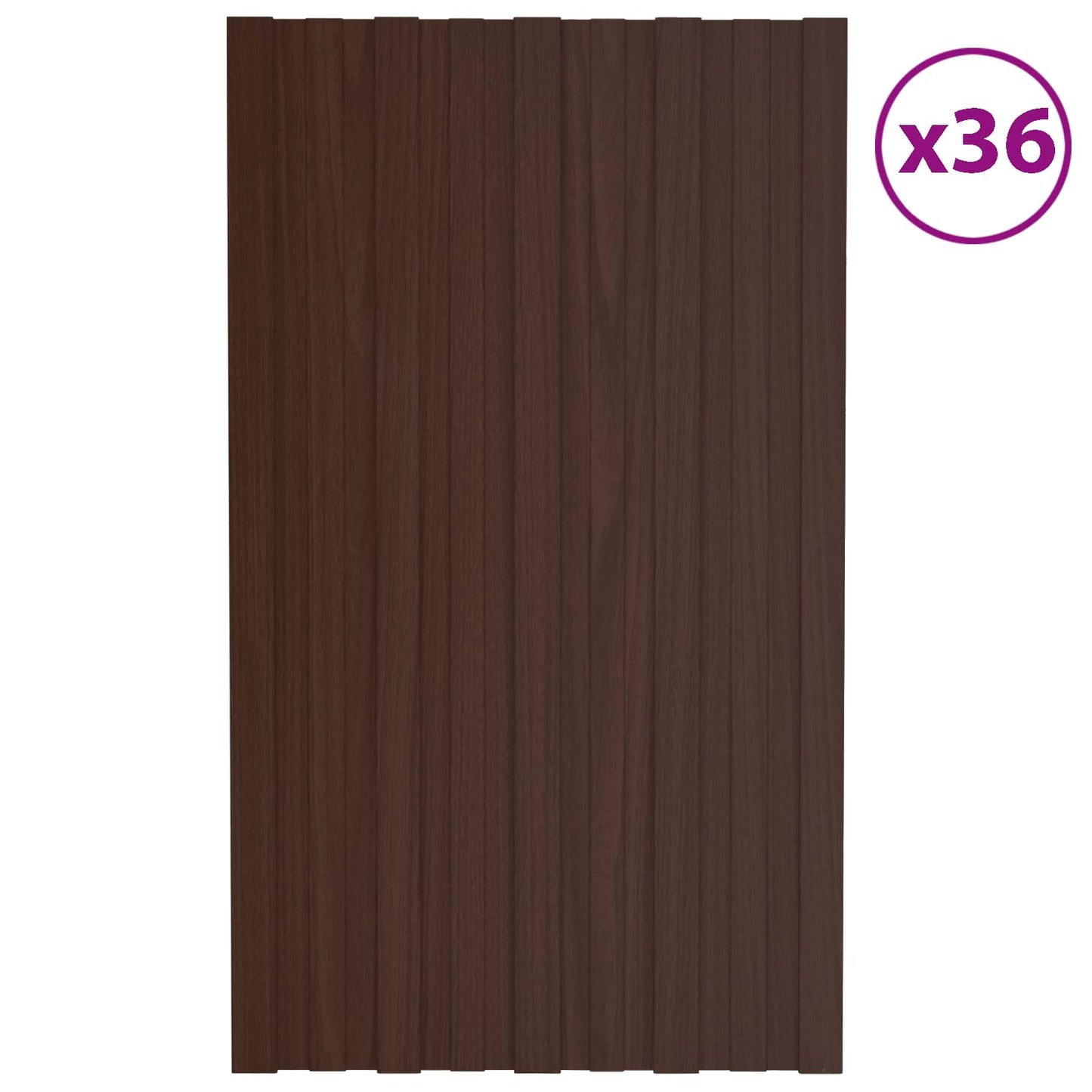 vidaXL Πάνελ οροφής 36 pcs Καφέ 80 x 45 cm Γαλβανισμένος χάλυβας