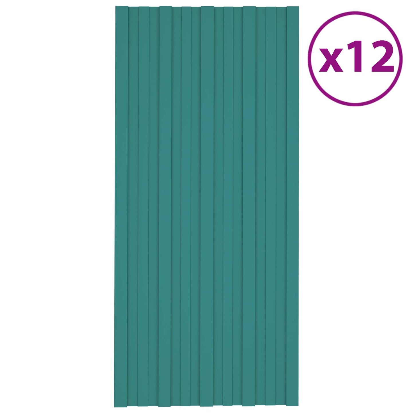vidaXL Πάνελ οροφής 12 pcs Πράσινο 100 x 45 cm Γαλβανισμένος χάλυβας