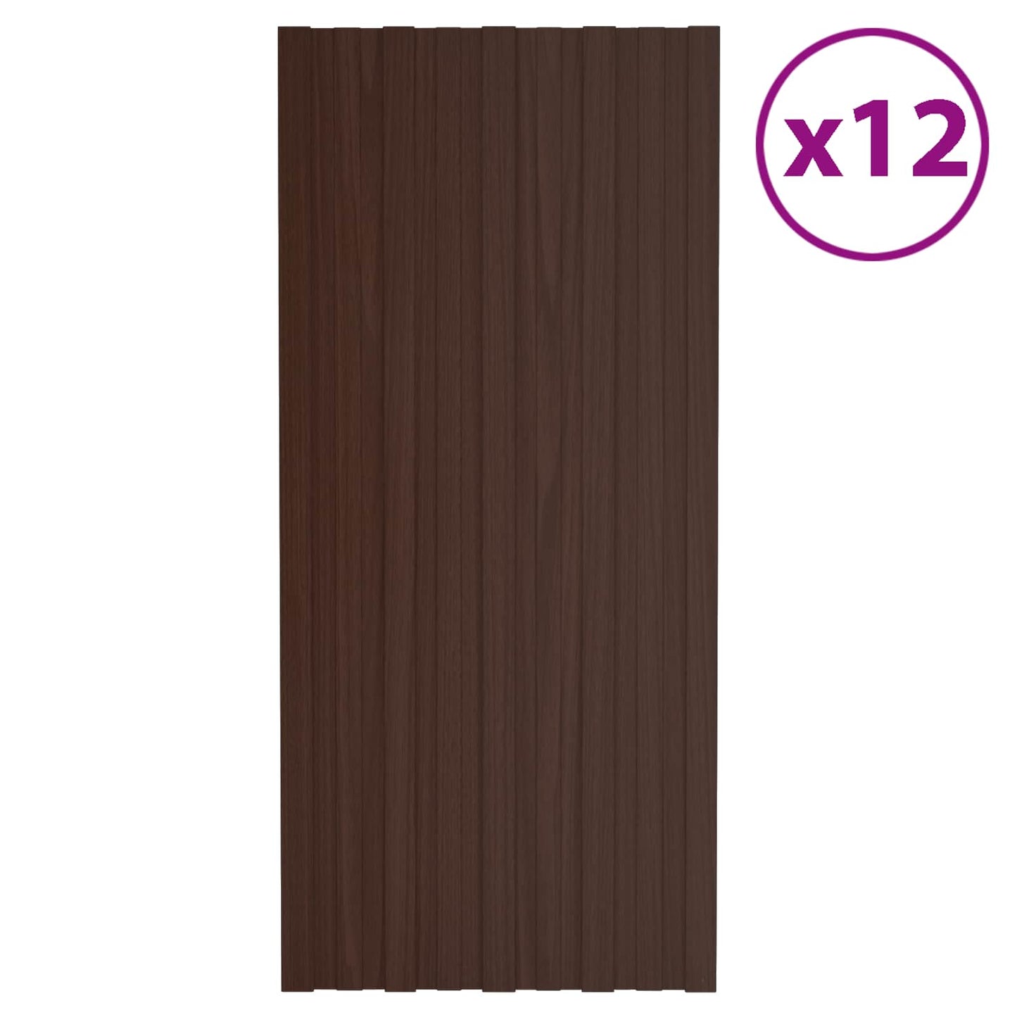 vidaXL Πάνελ οροφής 12 pcs Καφέ 100 x 45 cm Γαλβανισμένος χάλυβας