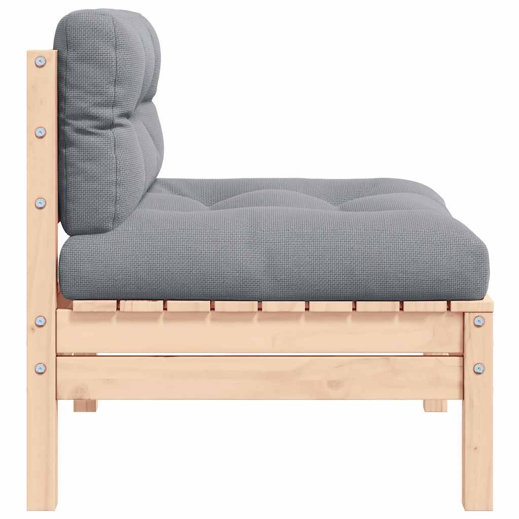 vidaXL Καναπές Κήπου Διθέσιος από Μασίφ Ξύλο Πεύκου με Κρεμ Μαξιλάρια