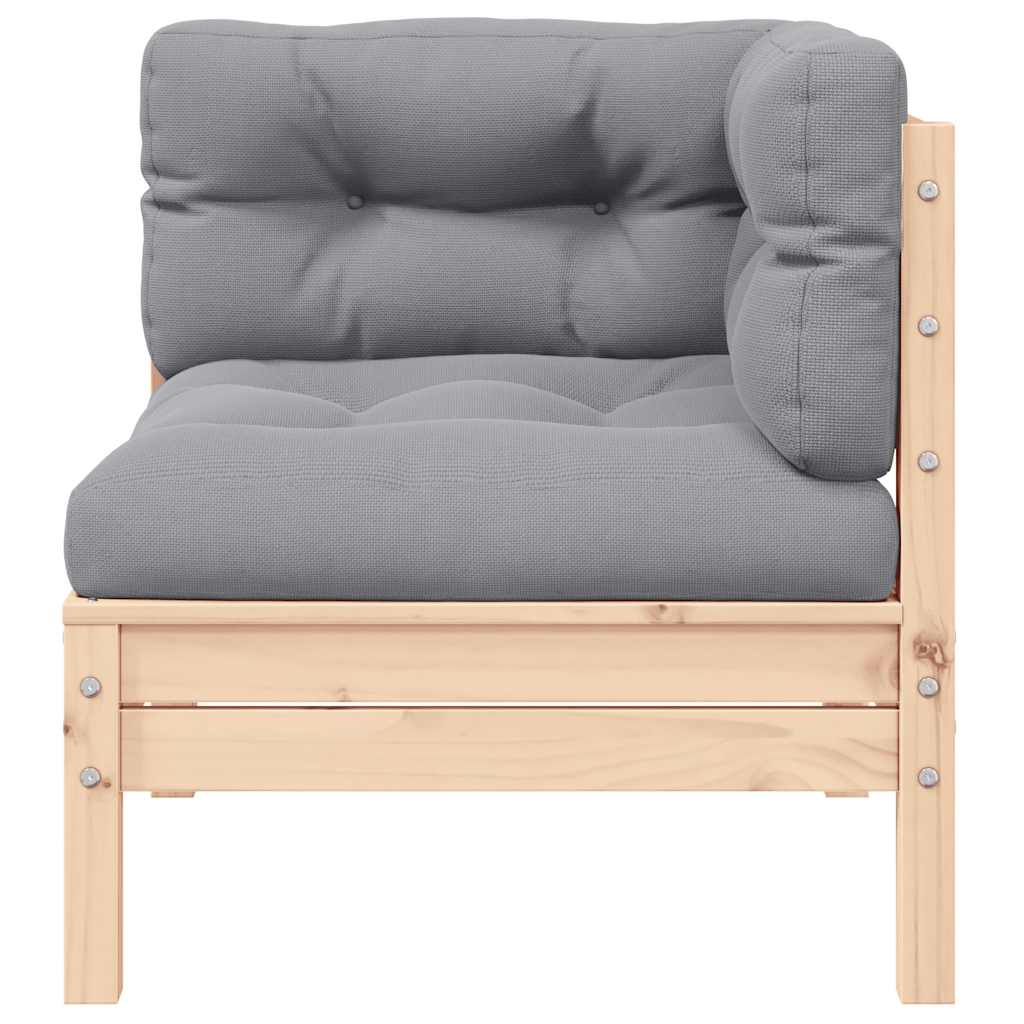 vidaXL Σαλόνι Κήπου Σετ 3 Τεμαχίων Μασίφ Ξύλο Πεύκου με Γκρι Μαξιλάρια