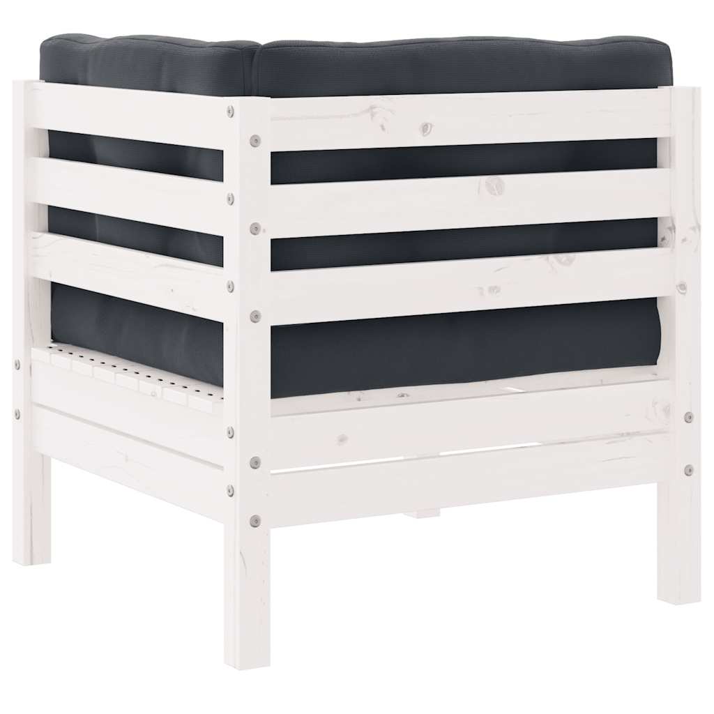 vidaXL Σαλόνι Κήπου Σετ 3 τεμ Λευκό από Μασίφ Ξύλο Πεύκου με Μαξιλάρια