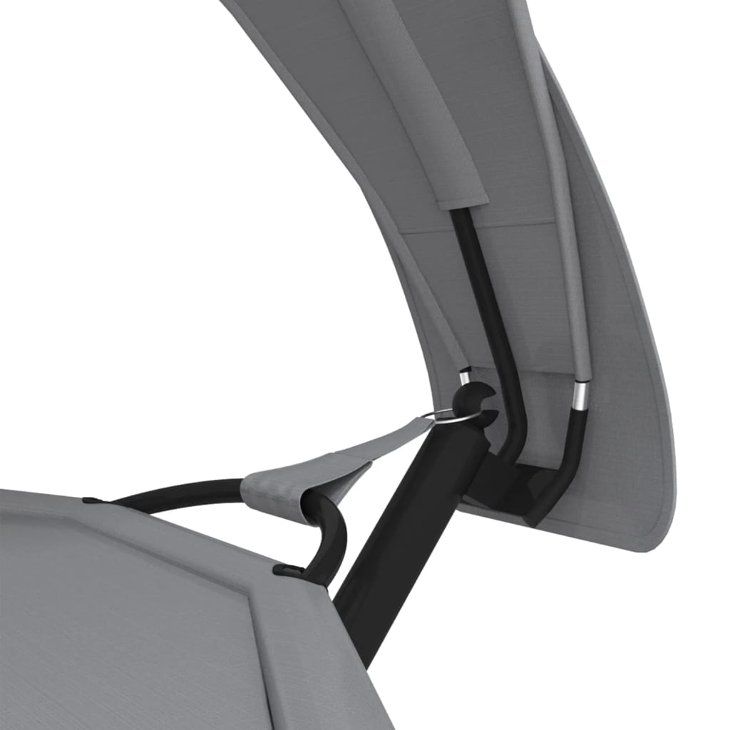 vidaXL Ξαπλώστρα Εξ.Χωρ. με Σκέπαστρο Γκρι από Ατσάλι + Ύφασμα Oxford