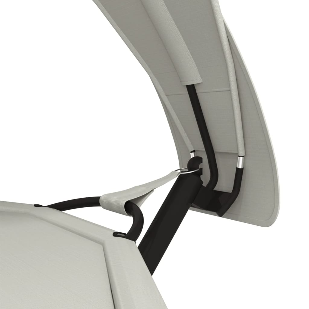 vidaXL Ξαπλώστρα Εξ.Χωρ. με Σκέπαστρο Κρεμ από Ατσάλι + Ύφασμα Oxford