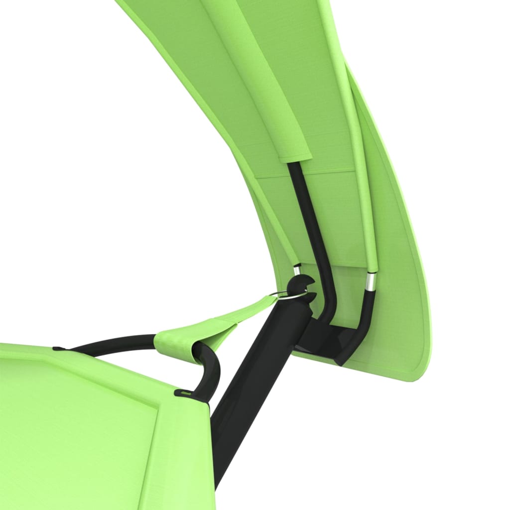 vidaXL Ξαπλώστρα Εξ.Χωρ. με Σκέπαστρο Πράσινη Ατσάλι + Ύφασμα Oxford