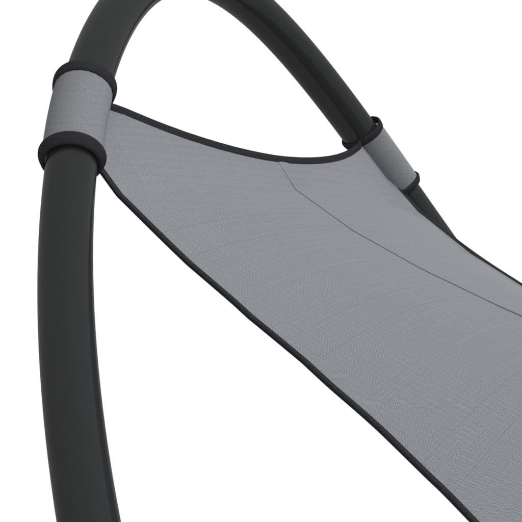 vidaXL Ξαπλώστρα Κουνιστή με Ροδάκια Γκρι Ατσάλι & Ύφασμα Textilene