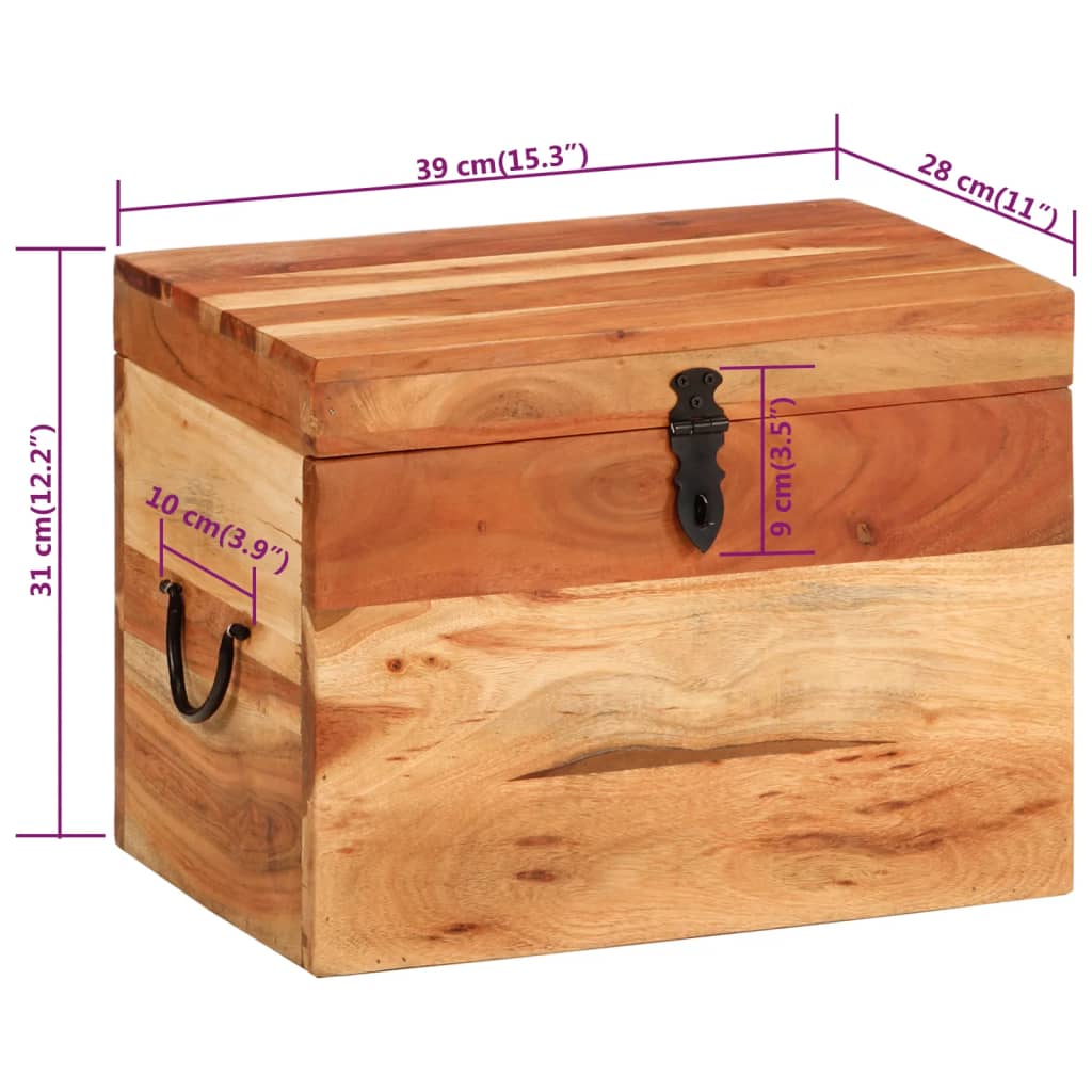 vidaXL Μπαούλο Αποθήκευσης 39 x 28 x 31 εκ. από Μασίφ Ξύλο Ακακίας