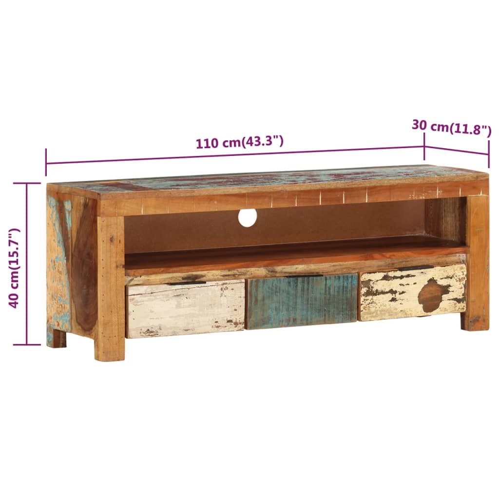 vidaXL Έπιπλο Τηλεόρασης 110 x 30 x 40 εκ. από Μασίφ Ανακυκλωμένο Ξύλο