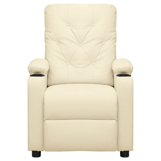 vidaXL Πολυθρόνα Ανακλινόμενη Κρεμ από Συνθετικό Δέρμα
