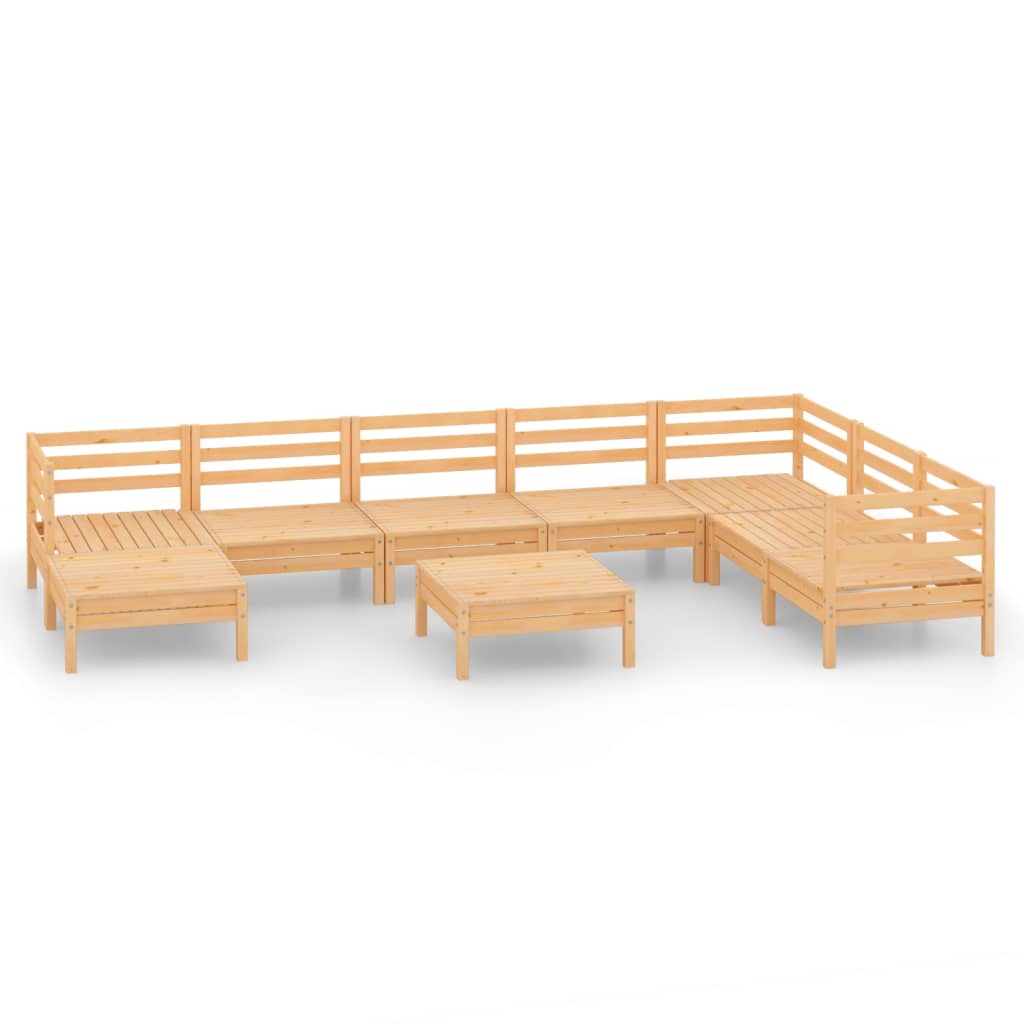 vidaXL Σαλόνι Κήπου Σετ 9 Τεμαχίων από Μασίφ Ξύλο Πεύκου