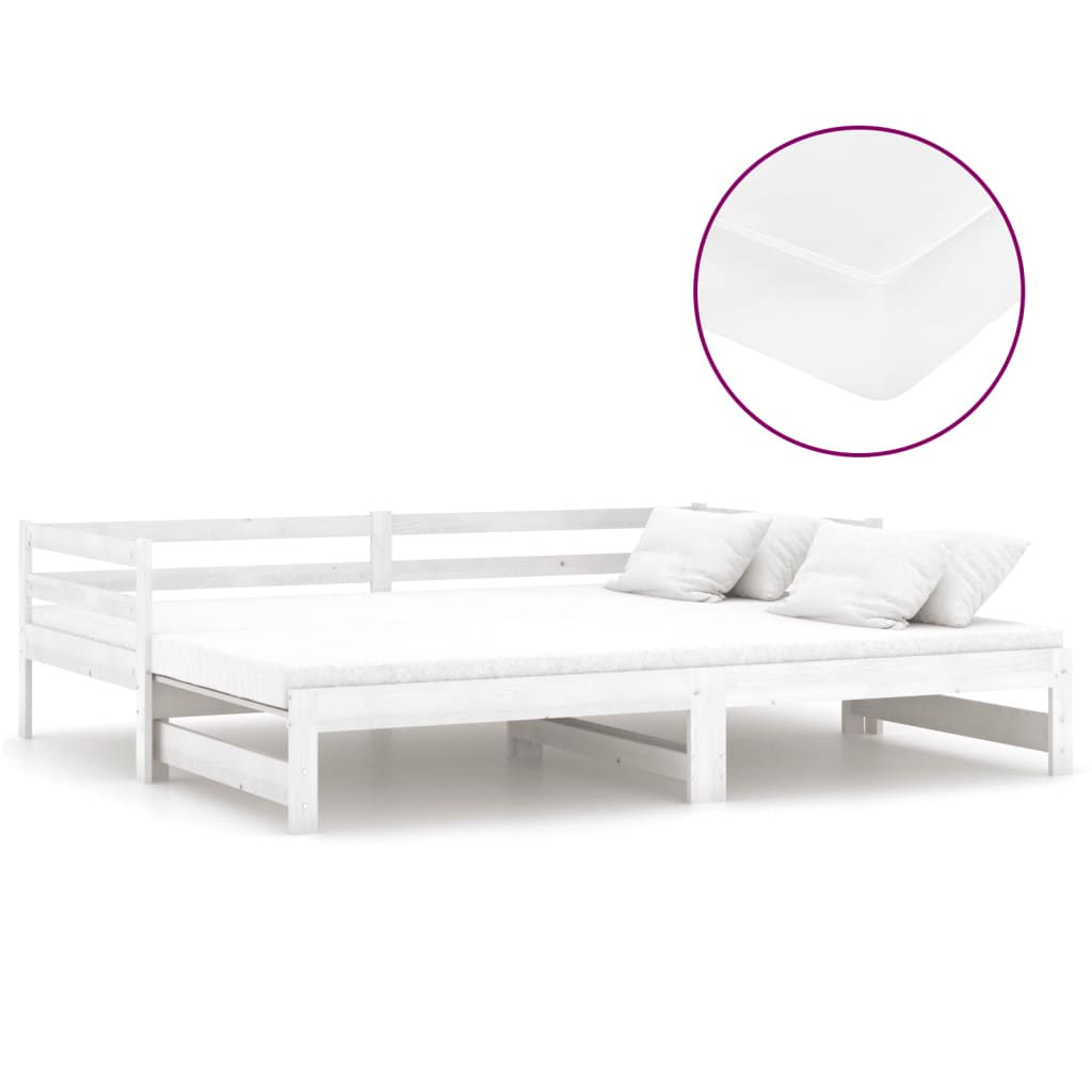vidaXL Καναπές Κρεβάτι Συρόμενος Λευκός 2x(90x200) εκ. Ξύλο Πεύκου