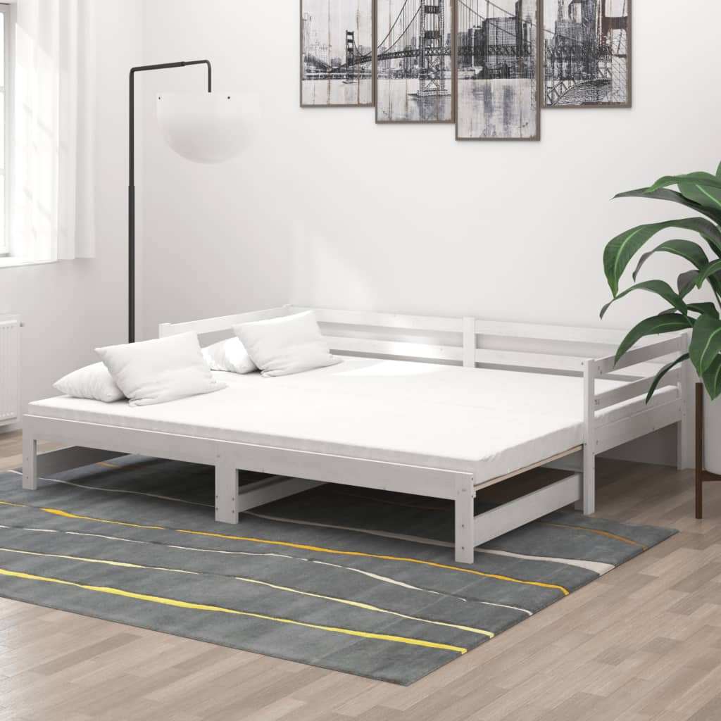 vidaXL Καναπές Κρεβάτι Συρόμενος Λευκός 2x(90x200) εκ. Ξύλο Πεύκου