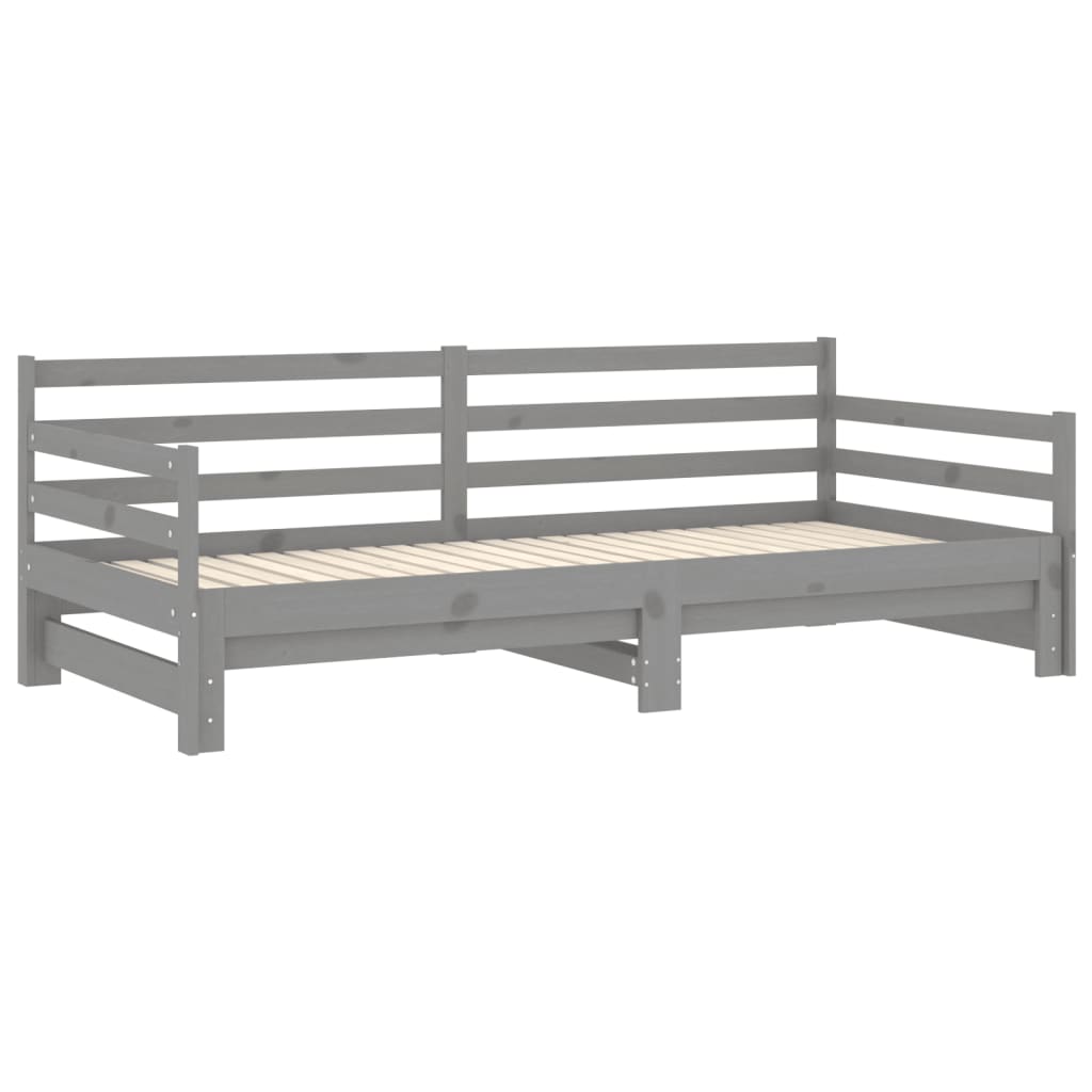 vidaXL Καναπές Κρεβάτι Συρόμενος Γκρι 2x(90x200) εκ. Μασίφ Ξύλο Πεύκου