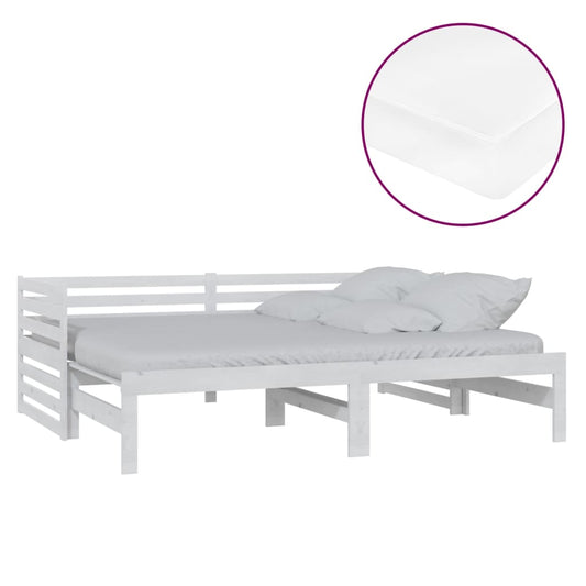 vidaXL Καναπές Κρεβάτι Συρόμενος Λευκός 2x(90x200) εκ. Ξύλο Πεύκου