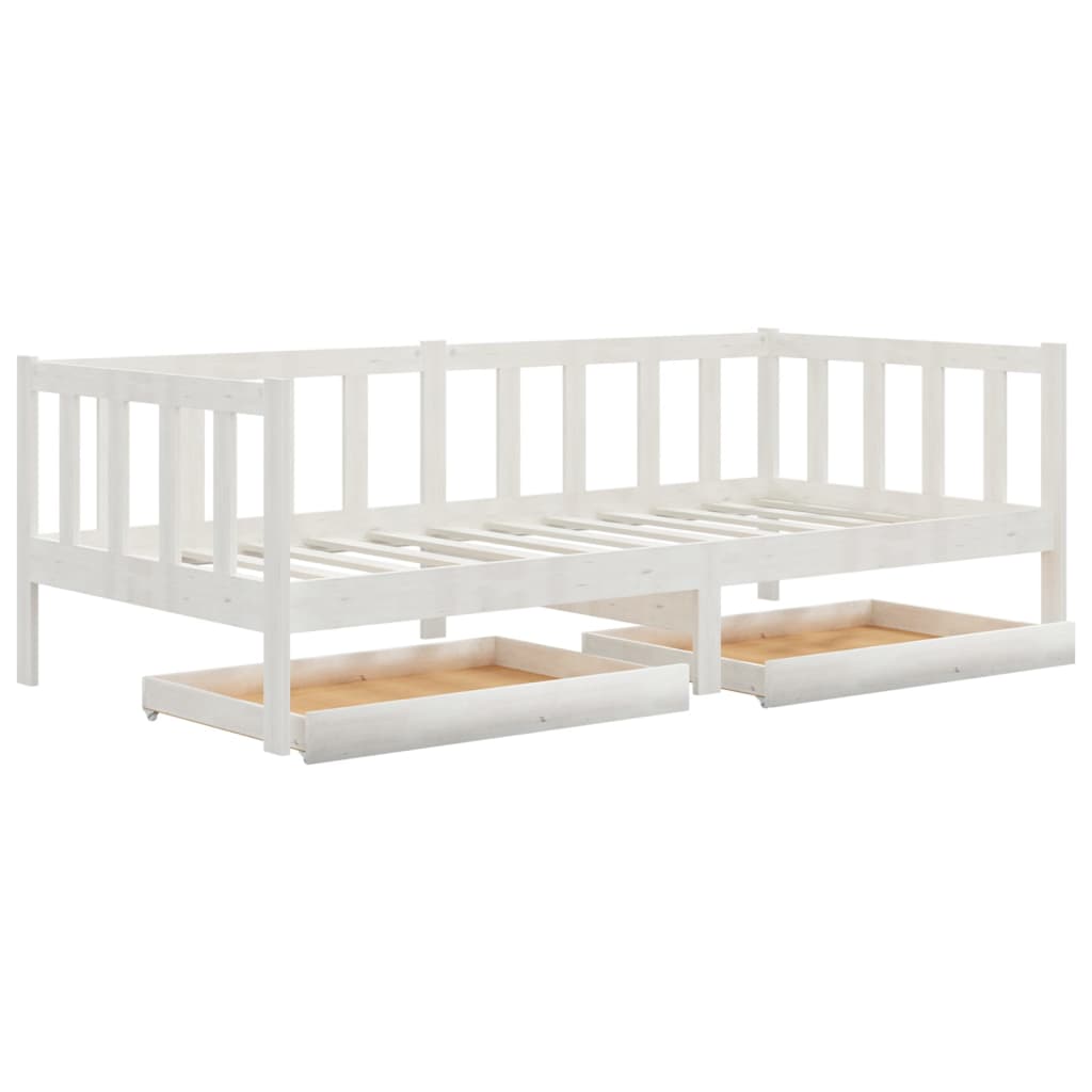 vidaXL Καναπές Κρεβάτι με Συρτάρια 90 x 200 εκ. από Μασίφ Ξύλο Πεύκου