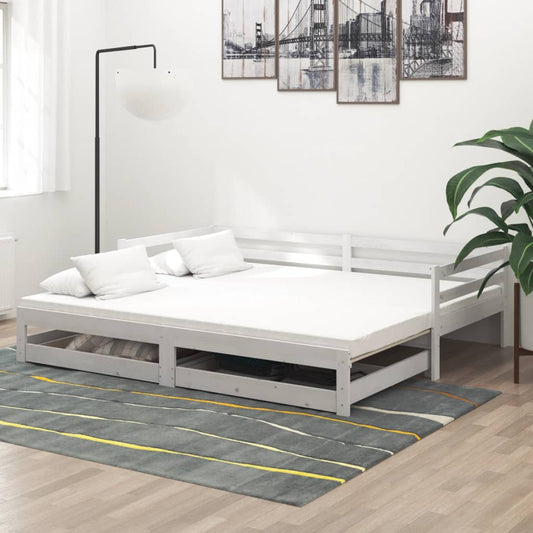 vidaXL Καναπές Κρεβάτι Συρόμενος Λευκός 2x(90x200) εκ. Ξύλο Πεύκου