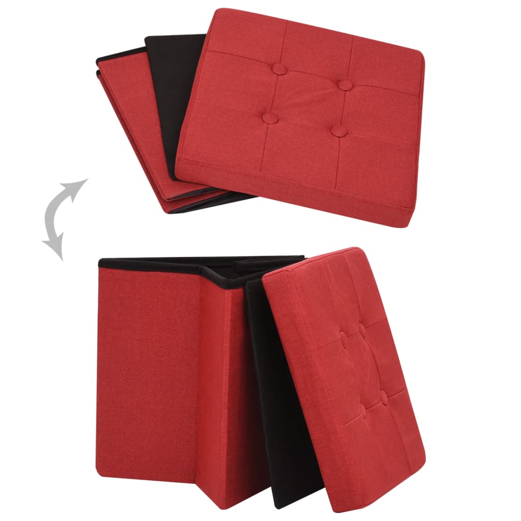 vidaXL Πτυσσόμενο Σκαμπό Αποθήκευσης Μπορντό από Συνθετικό Λινό