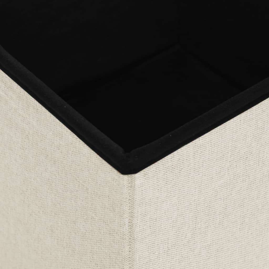 vidaXL Πτυσσόμενα Σκαμπό Αποθήκευσης 2 τεμ. Λευκό Κρεμ Συνθετικό Λινό