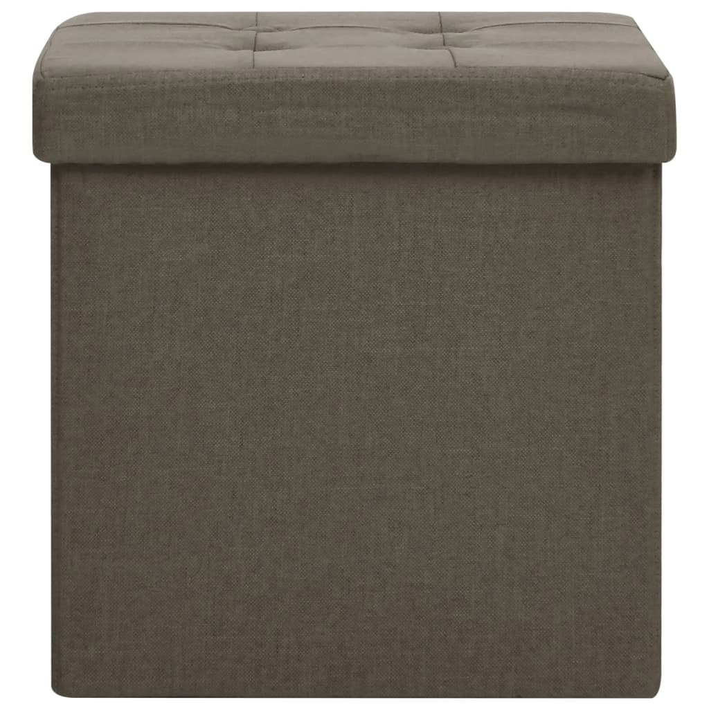 vidaXL Πτυσσόμενα Σκαμπό Αποθήκευσης 2 τεμ. Καφέ από Συνθετικό Λινό