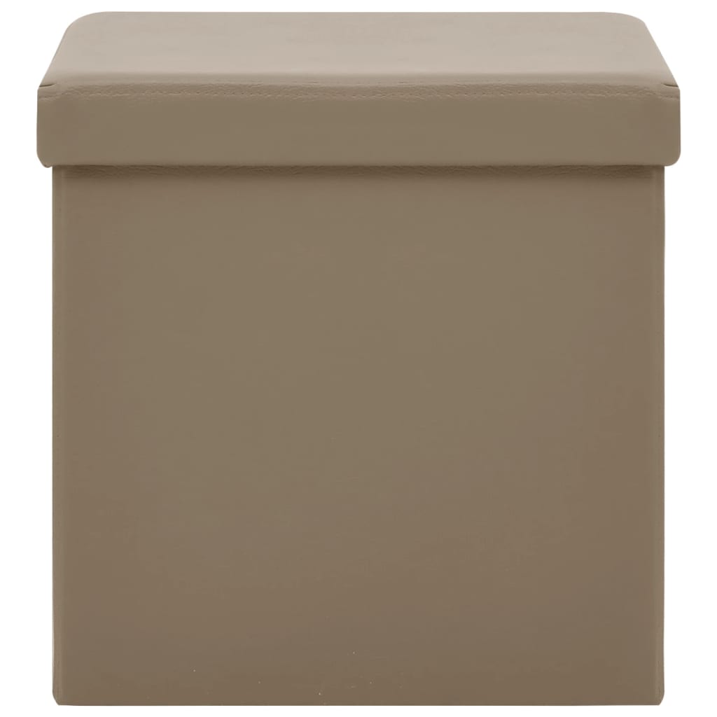 vidaXL Πτυσσόμενα Σκαμπό Αποθήκευσης 2 τεμ. Καπουτσίνο από PVC