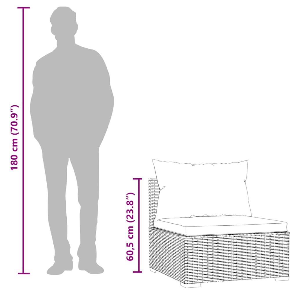 vidaXL Καναπές Κήπου Μεσαίος Καφέ από Συνθετικό Ρατάν με Μαξιλάρια