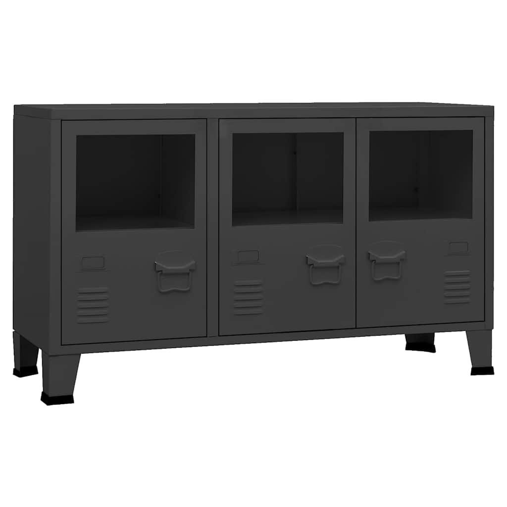 vidaXL Μπουφές Βιομηχανικό Στιλ Μαύρος 105x35x62 εκ. Μέταλλο / Γυαλί
