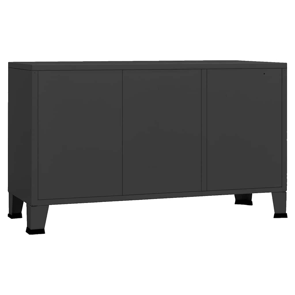 vidaXL Μπουφές Βιομηχανικό Στιλ Μαύρος 105x35x62 εκ. Μέταλλο / Γυαλί
