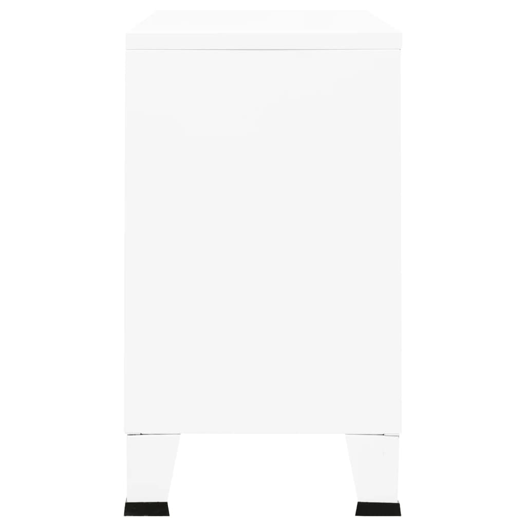 vidaXL Μπουφές Βιομηχανικό Στιλ Λευκός 105x35x62 εκ. Μέταλλο / Γυαλί